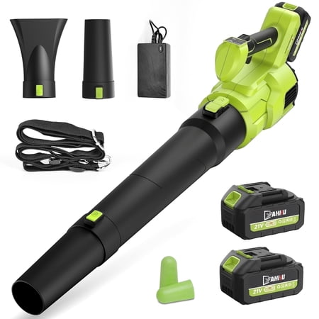 HOTREE Cordless Electric Leaf Blower, 600CFM/170MPH, 3 Speed Mode with 2 X 2.6Ah Battery for Lawn, Patio & Dust Cleaning