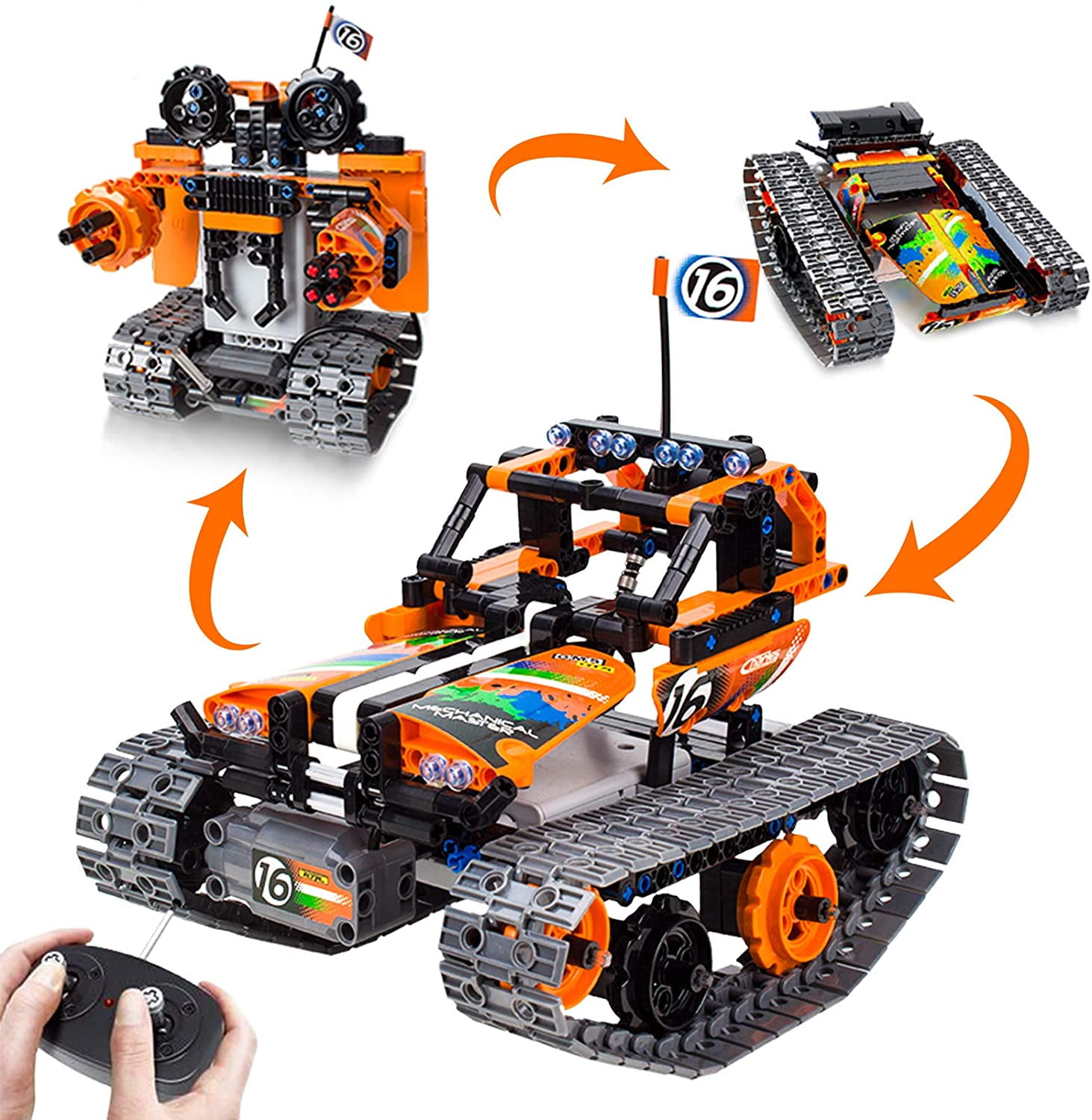 VANLINNY Robot Arm Kit and Remote Control Excavator,3 in 1 Science Kits with 4-DOF Robotic Car,Electronic Programming Toy for Kids Age 8+,Promotes STEM Interest in Science,Birthday Gifts for Boy/Girl. 