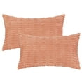 thumbnail image 2 of Funda de cojín decorativa de corduroy REGALWOVEN, suave, con rayas bohemias, color naranja claro, 18" x 18", 2 of 6