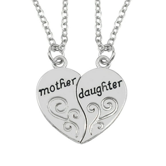 Mother Daughter Heart Necklaces Pendant Necklace in Silver Alloy for Decor and Gifts 0.98 Inches