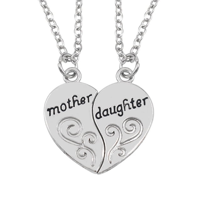 GOOHOCHY Collar con colgante de corazón a juego creativo, joyería de moda para madre e hija, regalo de cumpleaños para el Día de la Madre