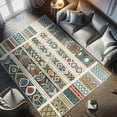 thumbnail image 4 of Ambesonne Bohemian Decorative Rug Carpet, Modern Ethnic Themed Art, 4' X 5' 5", Petrol Blue Paprika and Ivory, 4 of 5