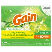 Gain Powder Laundry Detergent, Original Scent, 172 oz, 167 Loads