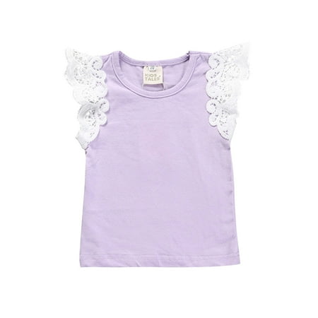 

RPVATI Crewneck Flying Sleeve Tank Tops Toddler Summer Candy Color Shirt 6M-3Y