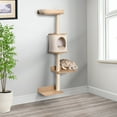 thumbnail image 2 of PawHut Cat Tree Pet Wall-mounted Climbing Frame Shelf Kitten Perch Activity Center Condo Bed Scratching Post Light Brown, 2 of 10