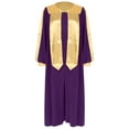 thumbnail image 6 of Linjinx Unisex Adult Choir Robe for Baptism V-neck Long Sleeve Color Block Zipper Gown Purple M, 6 of 7
