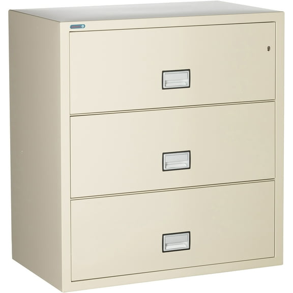Phoenix Safe Lateral 38 inch 3-Drawer Fireproof File Cabinet with Key Lock, Water Seal, Putty, LAT3W38P