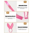 thumbnail image 3 of Ausing Womens Chain Bra Top Mini Skirt Low Rise Metallic Triangle Bikini Bunny Costume Glossy Shiny Rave Outfits Halter Crop with Ears Headband G-String 4pc Pink XL, 3 of 6