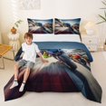 thumbnail image 2 of Castle Fairy Dynamic Racing Bike Full Size Comforter Sets 3 Pieces for Teens, Motion Blur Circuit Bedding Sets for Sport Bedroom, Blue Red,Black Reversible, 2 of 6