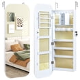 thumbnail image 1 of Gymax 6 LEDs Mirror Jewelry Cabinet w/Full-Length Rounded MirrorStorage Shelves Hooks White, 1 of 9