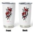 thumbnail image 5 of Floral Personalized Initial 'D' 20oz Tumbler for Women, Custom Coffee Travel Mug with Lid, Flower Art Stainless Steel Cup, Birthday Present, Wedding Keepsake, 5 of 6