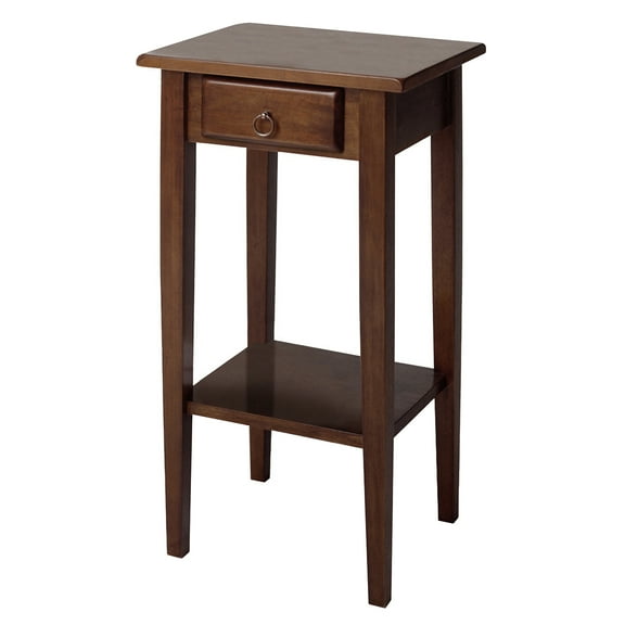 Contemporary Home Living 29.5" Warm Antique Walnut Accent Table with Drawer and Shelf