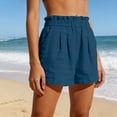 thumbnail image 5 of Axiiglly Cotton Shorts for Women Elastic Waist Breathable Workout Shorts Solid Color Lightweight Outdoor Casual Shorts for Holidays S-3XL, 5 of 10