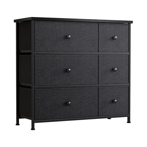 REAHOME 6 Drawer Steel Frame Bedroom Storage Organizer Dresser, Black Grey