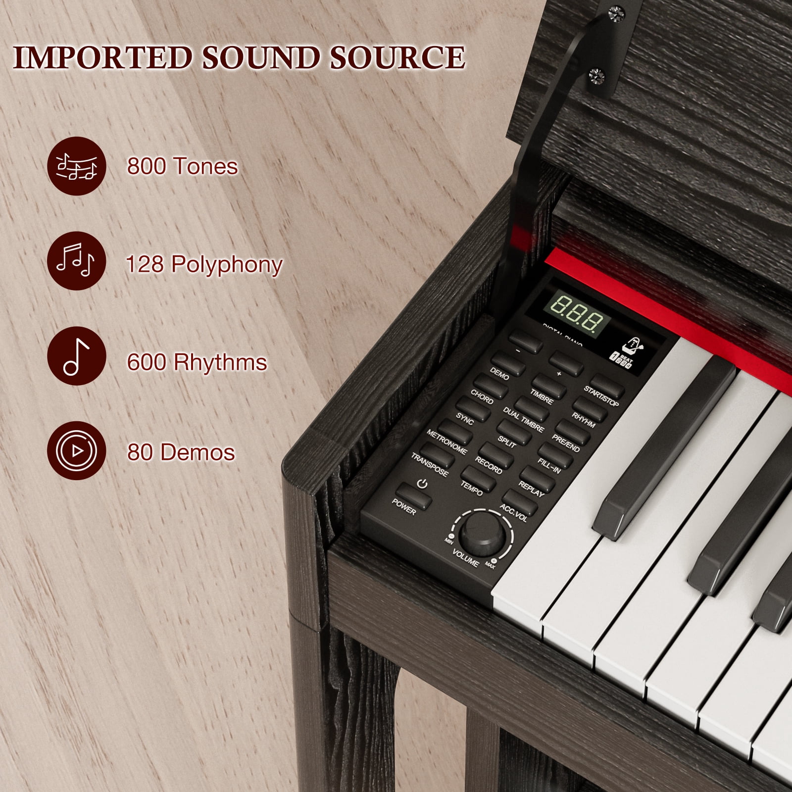 UMOMO 88 Key Digital Piano Keyboard, Full Size Electric Piano with Piano Stand, Headphone Jack, 3 Pedal, Electronic Piano for Beginner, Adults, Black