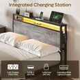 thumbnail image 3 of Bestier Full Size Bed Frame with Charging Station and  2 USB Ports and Outlets,LED Light Storage Headboard,Noise Free Design, Grey, 3 of 12