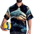 thumbnail image 4 of Starry Shark Men's Hawaiian Short Sleeve Printed Button Down Poplin Casual Summer Beach Shirt, Unisex, 4 of 6