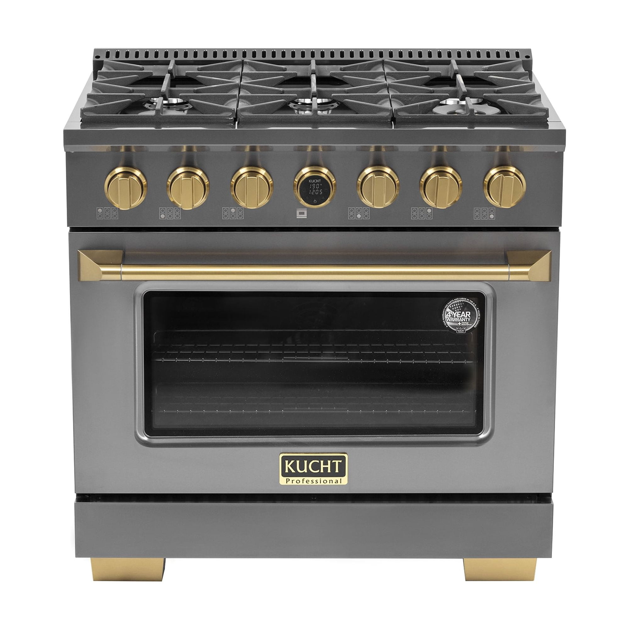 36 in. 5.2 cu. ft. Dual Fuel Range for Natural Gas in Dark Stainless Steel.