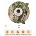 thumbnail image 6 of 13 Inch Round Placemats Set of 6, Sage Green Black Women Non Slip Heat Insulation PP Table Mats, Spring Eucalyptus Brown Wooden Washable Place Mats for Kitchen Dining Party Table Decor, 6 of 7