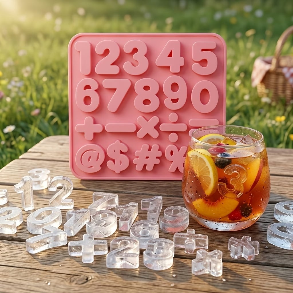 10 Cavity 0-9 Digital Silicone Ice Mold - Food Grade Non-Stick Ice Cube Tray for Reusable DIY Number Shaped Ice Maker for Freezer, Drinks, Cocktails, and Pudding Making