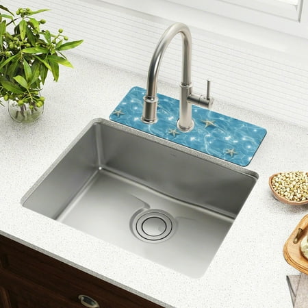 

2 Pack Starfish on Clear Water Faucet Mat for Kitchen Sink 30 Sink Splash Guard Mat Super Absorbent Fast Drying Drain Pad