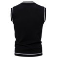 thumbnail image 2 of Men's Slim Fit V-Neck Cable Knit Sweater Vest Casual Striped Trim Pullover Tank Top, 2 of 8