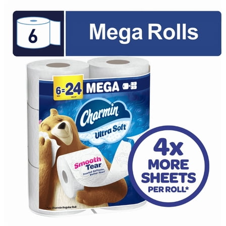 Charmin Ultra Soft Toilet Paper 6 Mega Rolls
