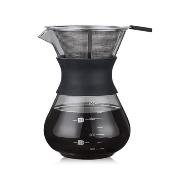 400ml Pour Over Coffee Maker Drip Thicken Glass Container Hand Percolators Stainless Steel Coffee Filter Home