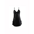 thumbnail image 1 of Vestido de noche de satén sexy para mujeres con encaje, pijama, vestido deslizante, negro, talla M, 1 of 6