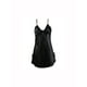 thumbnail image 1 of INSPIRAR CHIC Mujeres Satén V Cuello Floral Encaje Trim Ropa de Dormir Noche Vestido de Deslizamiento Pijama Negro-encaje M, 1 of 6