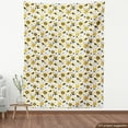 thumbnail image 4 of Ambesonne Floral Fabric by the Yard Upholstery, Birds Flowers Dots Leaves, 2 Yards, Earth Yellow and Dark Grey, 4 of 5
