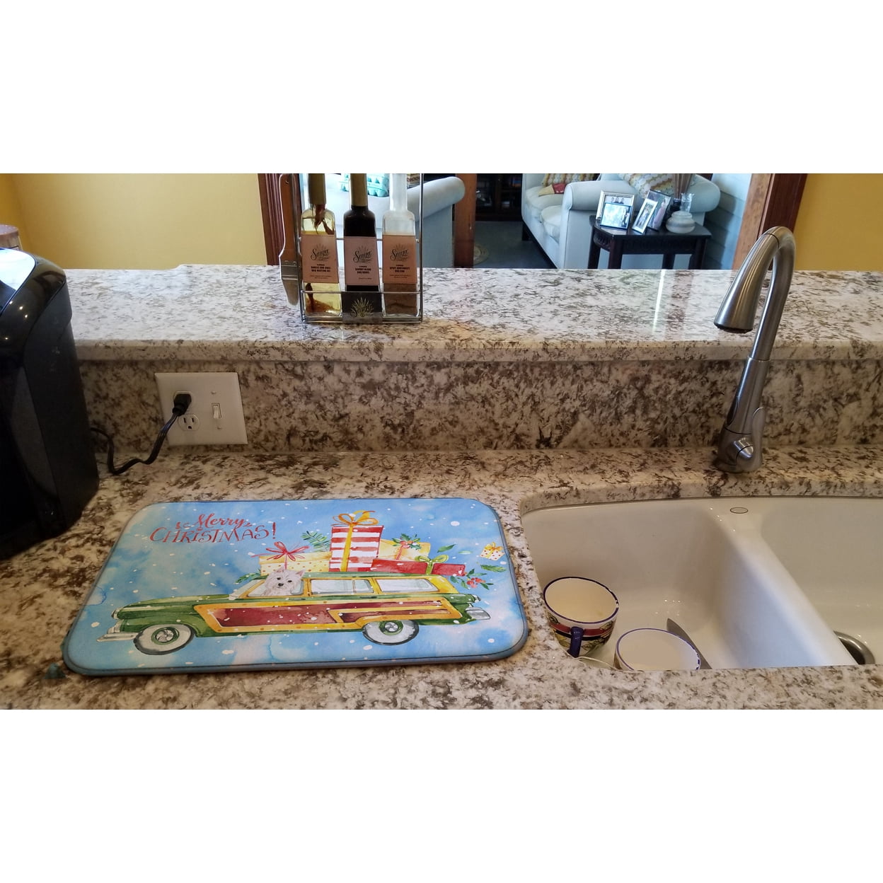 Caroline's Treasures Merry Christmas Westie Dish Drying Mat