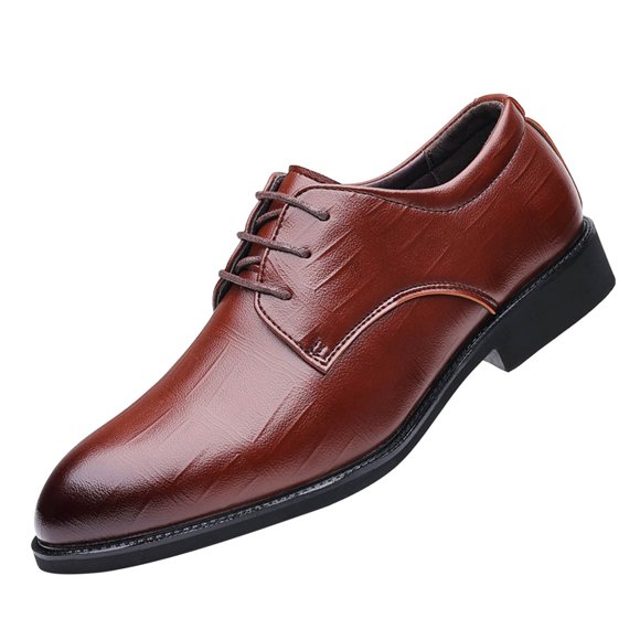 HBFAGFB Mens Loafers Fashion Summer Men Leather Shoes Low Heel Pointed Toe Lace Casual Shoes Brown Size 46