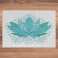 thumbnail image 6 of Ambesonne Lotus Jigsaw Puzzle, Mandala Lotus Pattern Art, Heirloom-Quality Fun Activity for Family Durable Cardboard, 1000 pcs, Sky Blue Teal, 6 of 6