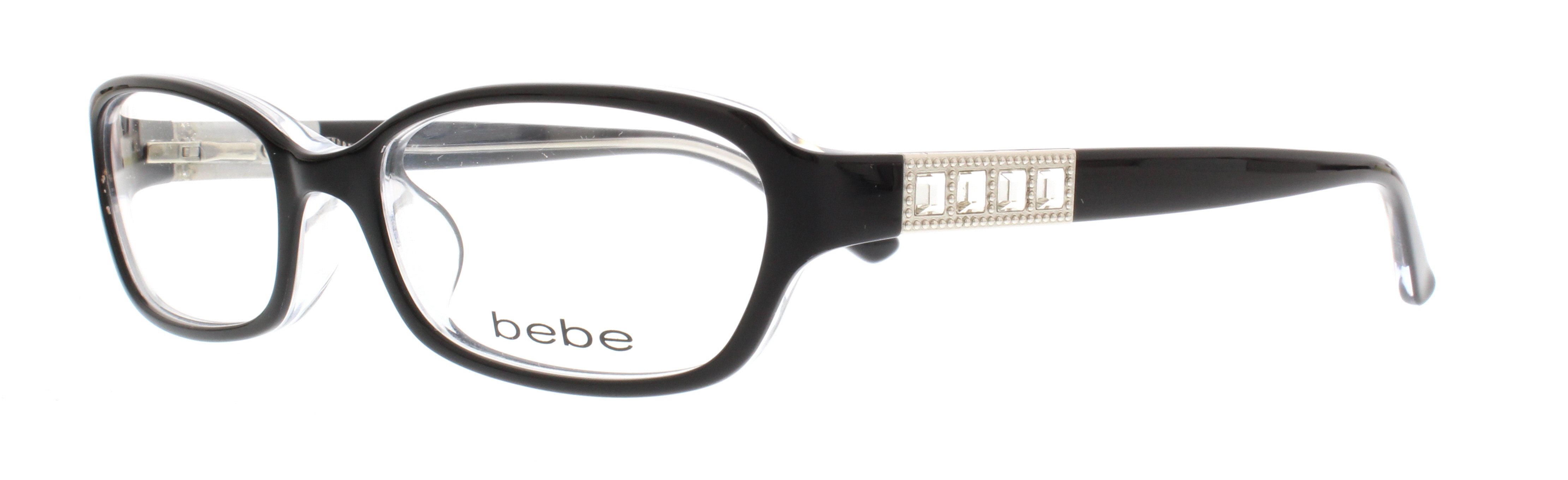 bebe eyeglasses black with rhinestones