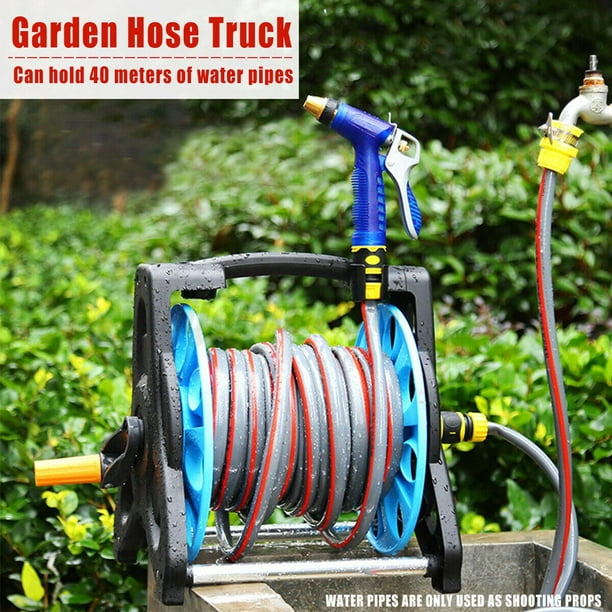 Manual Garden Hose Reel Cart Pipe Storage Organiser Bracket Home Garden  Tool Black