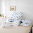 thumbnail image 6 of Feelyou Blue Princess Bowknot Bedding Comforter Set 7pcs for Kids, Initial T Letter King Bedding Sets, Watercolor Ribbon Reversible Bed Sheets, Luxury Bedroom Decor, 6 of 8