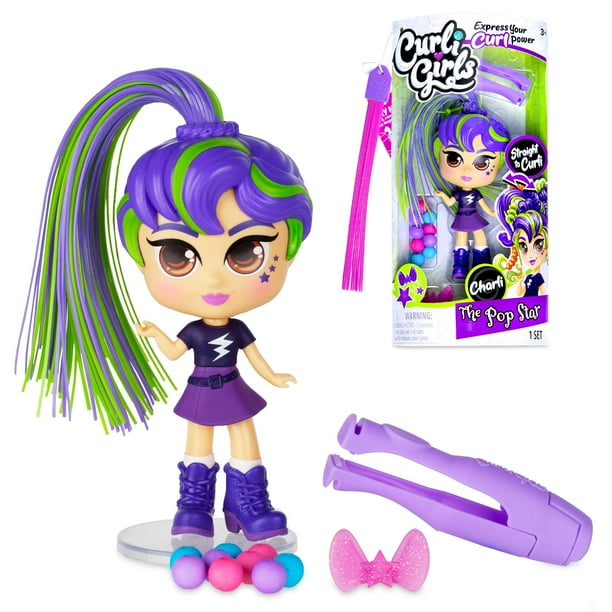 Basic Fun Curligirls Charli The Pop Star - Muñeca peluquera con cabello mágico - Peinar una y otra vez - A partir de 3 años