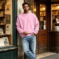 thumbnail image 6 of Delconic Men's Crewneck Sweatshirt - Basic Long Sleeve Pullover for Casual & Athletic Wear Pink XL, 6 of 6
