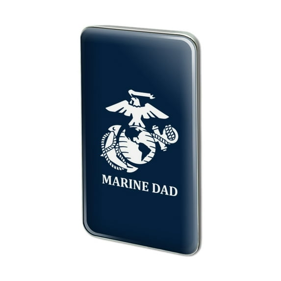 Marine Dad USMC White Logo on Blue Officially Licensed Metal Rectangle Lapel Hat Pin Tie Tack Pinback