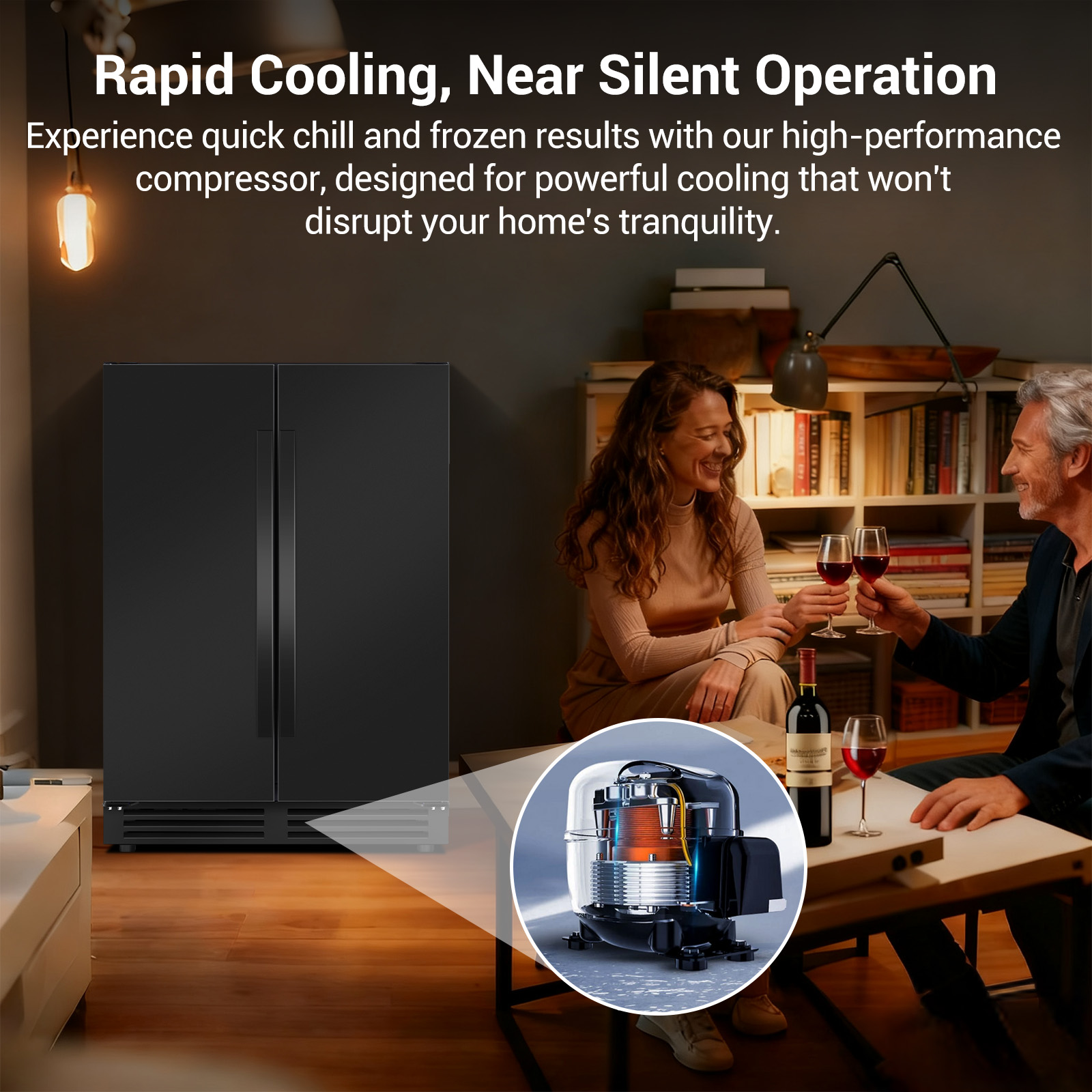 TITTLA Beverage Refrigerator,24 Inch Wide,Dual Zone 120 Cans Built in Wine Fridge Cooler,Double Stainless Steel Doors,Black