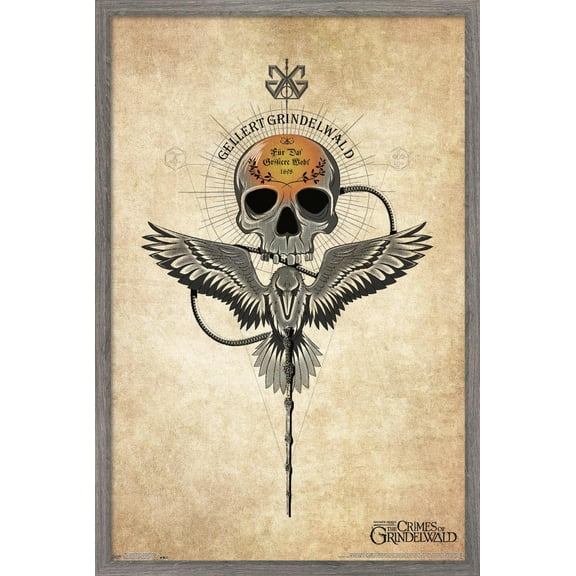Fantastic Beasts And Where To Find Them: The Crimes of Grindelwald - Grindelwald Badge Wall Poster, 14.725" x 22.375", Framed