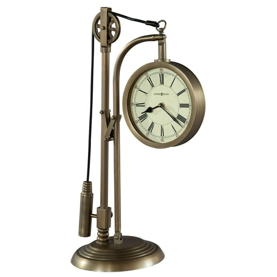 Howard Miller 635210 24-1/4" X 12-3/4" Pulley Time Metal Analog Table Top Clock - Brass
