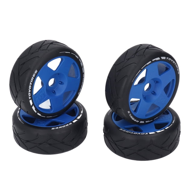 4 PCS 1/8 GT RC Ruedas Fuerte Agarre Neumáticos de Carreras de Carretera Resistentes al Desgaste en Ruedas de Carretera con Adaptador de 17 mm Azul
