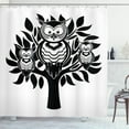thumbnail image 1 of Owl Print Shower Curtain, 3 Night Birds on a Tree Simplistic Monochrome Animal Illustration, Fabric Bathroom Set with Hooks, 69W X 84L Inches Extra Long, Charcoal Grey and White, by Ambesonne, 1 of 3