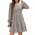 thumbnail image 4 of SOMER Womens Dresses Sweater Dress Khaki Long Sleeve Dress for Women Square Neck Knit Babydoll Dress with Pockets Winter Fall 2025, 4 of 6