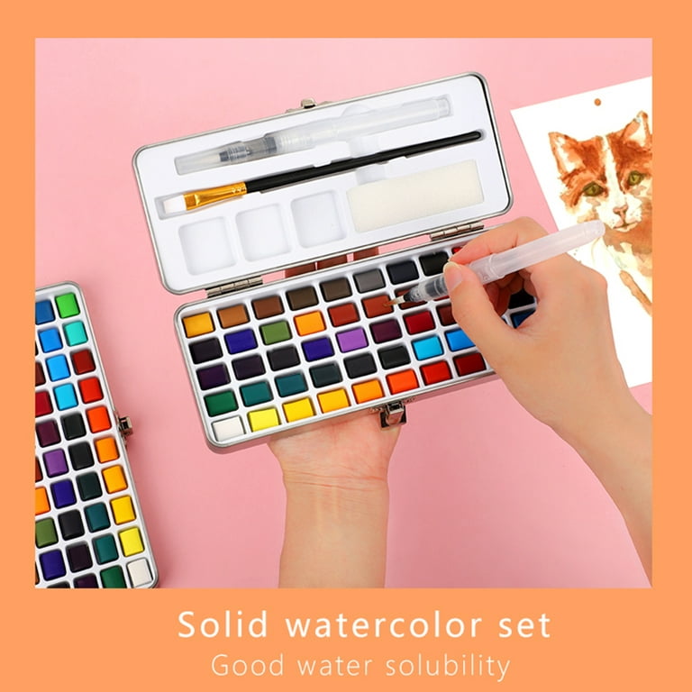  SITOANTD Watercolor Paint Set, 50 Colors Water Color Set With  Regular, Metallic & Neon, Wood Case Water Color Paint Sets For Kids, Great  Watercolor Set For Watercolor Painting Beginner And Adult 