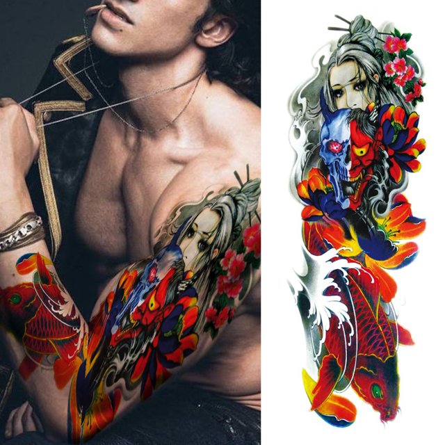 Etiquetas Engomadas Del Tatuaje 2 uds tatuajes falsos desechables Terror hombro tatuajes hombres mujeres para cuerpo brazo completo Sywqhk Libre de BPA
