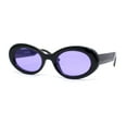 thumbnail image 2 of Womens Iconic Mod Thick Plastic Oval Round Classic Sunglasses Black - Purple, 2 of 4