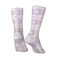 thumbnail image 5 of Uemuo Floral Purple Buffalo Plaid Pattern Women's Crew Socks, Soft Durable Breathable Moisture-Wicking with Odor Control Cotton socks, 5 of 9